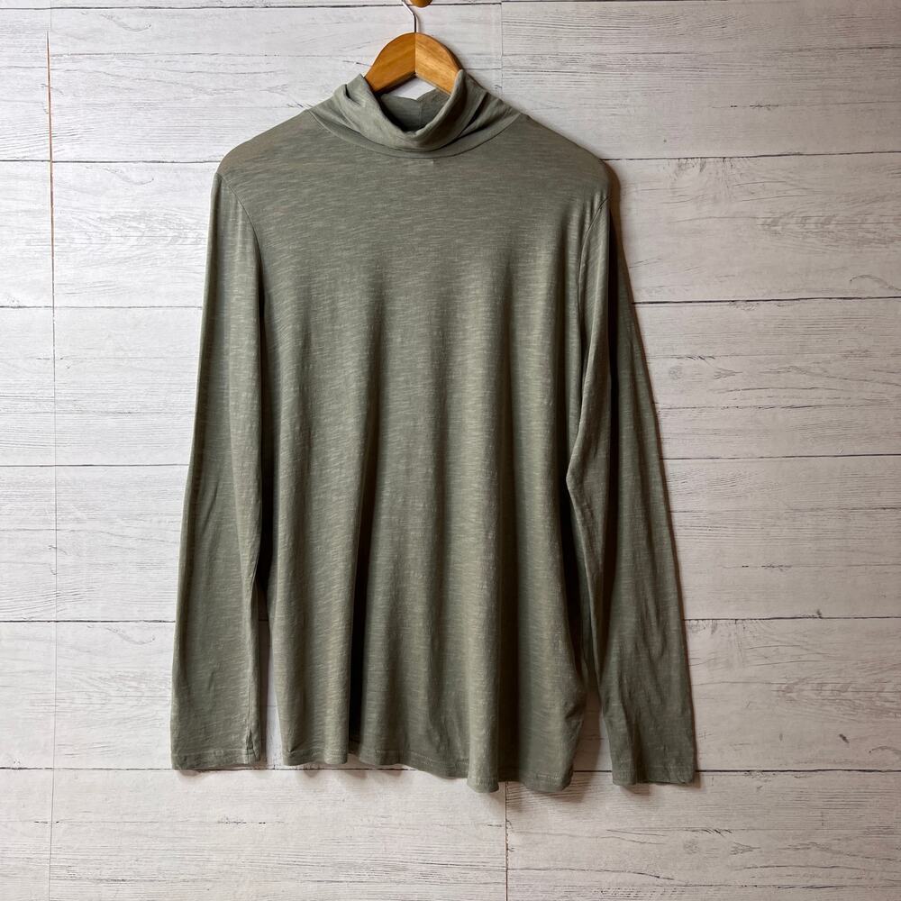 Pact Top Womens Size XL Light Sage Green Lightweight Turtleneck Organic Cotton